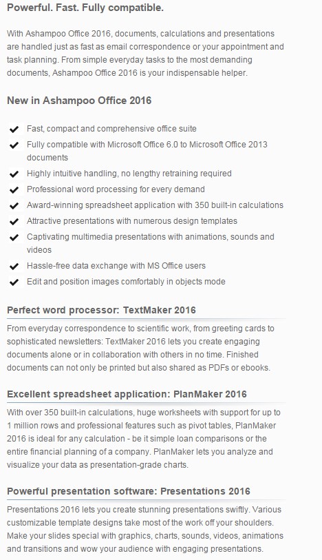 Ashampoo Office new Features